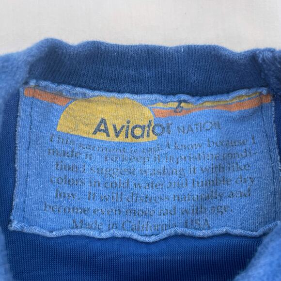 Aviator Nation Blue Velvet Classic 5 Stripe Sweatshirt Unisex Kids Top Size 6 - Picture 5 of 9